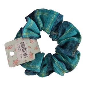 Teal Plaid Scrunchie