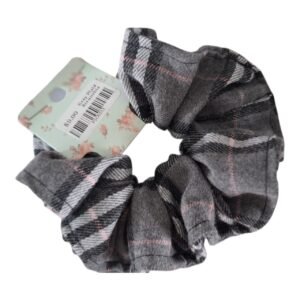 Grey Plaid Scrunchie